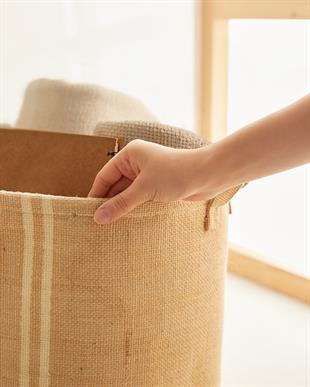 Çizgili Jüt Sepet 30 x 31 cm