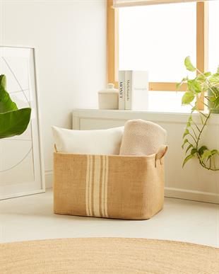 Çizgili Jüt Sepet 42 x 31 x 25 cm