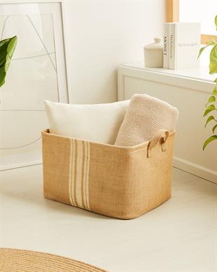 Çizgili Jüt Sepet 42 x 31 x 25 cm