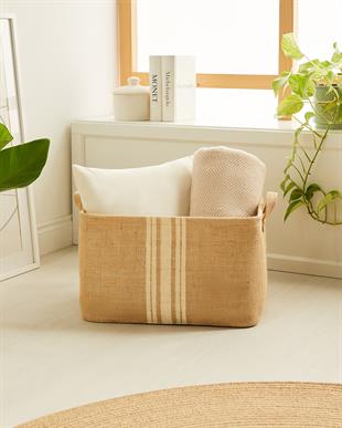 Çizgili Jüt Sepet 42 x 31 x 25 cm