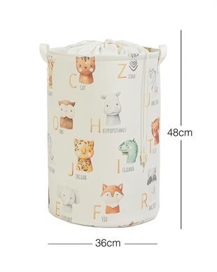 Çocuk Odası Ağzı Büzgülü Sevimli Hayvanlar Oyuncak Sepeti 36 x 48 cm