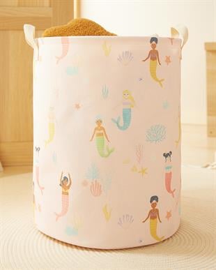 Çocuk Odası Deniz Kızı Desenli Oyuncak Sepeti 33 x 40 cm