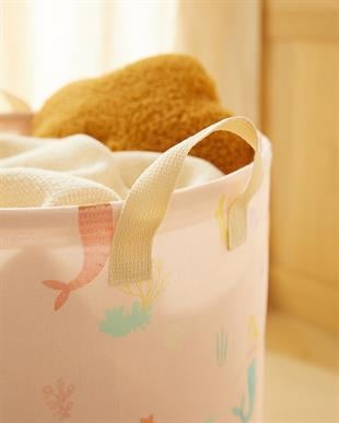 Çocuk Odası Deniz Kızı Desenli Oyuncak Sepeti 33 x 40 cm