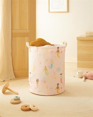 Çocuk Odası Deniz Kızı Desenli Oyuncak Sepeti 33 x 40 cm