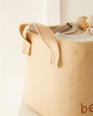 Çocuk Odası Jüt Keten Kumaş Sepet 24 x 17 x 14 cm