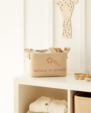 Çocuk Odası Jüt Keten Kumaş Sepet 24 x 17 x 14 cm