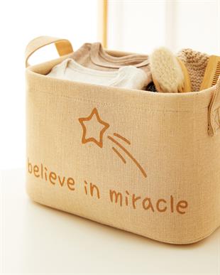 Çocuk Odası Jüt Keten Kumaş Sepet 24 x 17 x 14 cm