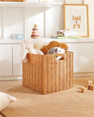 Çocuk Odası Yıkanabilir Bej PP Rattan Sepet 33 x 33 x 33 cm