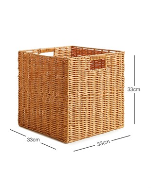 Çocuk Odası Yıkanabilir Bej PP Rattan Sepet 33 x 33 x 33 cm