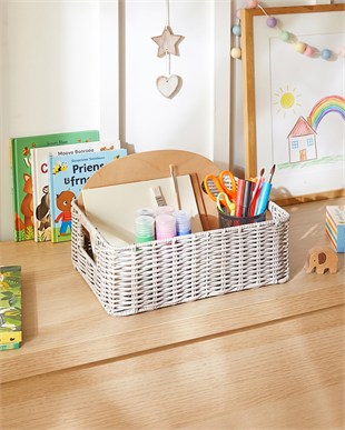 Çocuk Odası Yıkanabilir Gri PP Rattan Sepet 33 x 23 x 11 cm