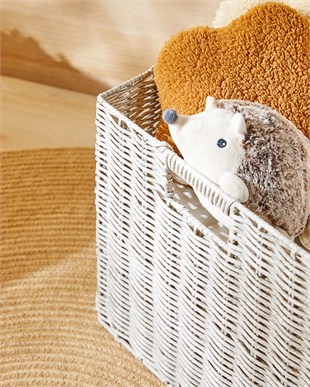 Çocuk Odası Yıkanabilir Gri PP Rattan Sepet 33 x 33 x 33 cm