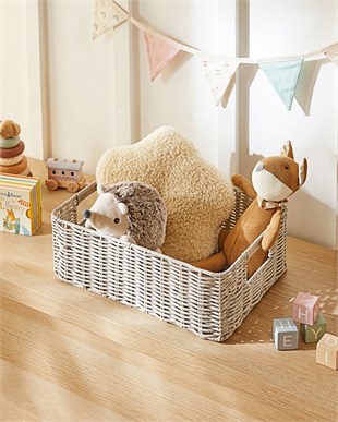 Çocuk Odası Yıkanabilir Gri PP Rattan Sepet 36 x 26 x 12 cm