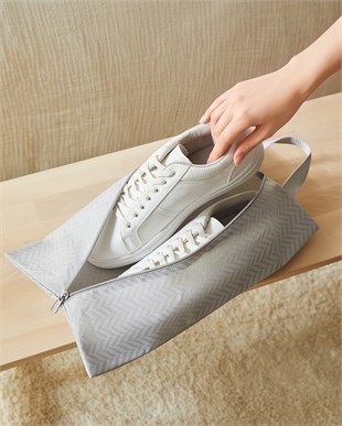 Gri Balıksırtı Ayakkabı Düzenleyici Taşıma Çantası 22 x 40 x 9 cm