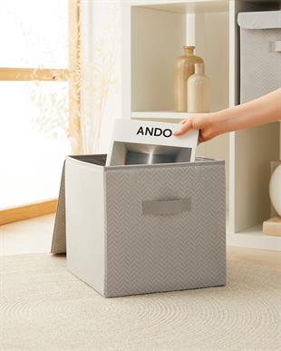 Gri Balıksırtı Kapaklı Kutu 30 x 30 x 30 cm