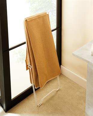 Katlanabilir Bölmeli Beyaz Metal Destekli Naturel Jüt Çamaşır Sepeti 44 x 29.5 x 63 cm