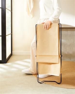 Katlanabilir Bölmeli Siyah Metal Destekli Naturel Jüt Çamaşır Sepeti 44 x 29.5 x 63 cm