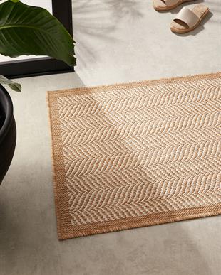 Leke Tutmaz İç Dış Mekan Bej Renk Balıksırtı Paspas 60 x 90 cm