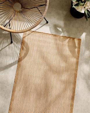 Leke Tutmaz İç Dış Mekan Bej Renk Balıksırtı Halı Kilim 80 x 150 cm