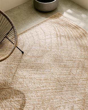 Leke Tutmaz İç Dış Mekan Bej Renk Desenli Halı Kilim 160 x 230 cm