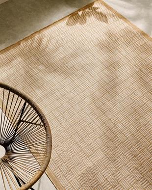 Leke Tutmaz İç Dış Mekan Bej Renk Hasır Desenli Halı Kilim 120 x 180 cm