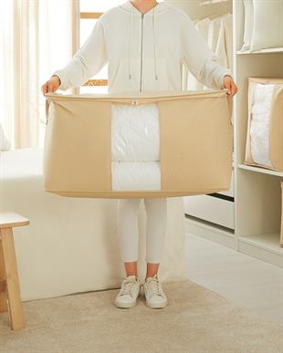 Mega Boy Pvc Pencereli Bej Balıksırtı Hurç 75 x 40 x 40 cm