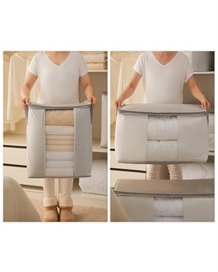 2li Pvc Pencereli Stuff & Things Gri Çizgili Hurç Set