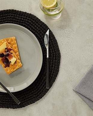 2li Siyah Renk Rafya Amerikan Servis Ø 36 cm