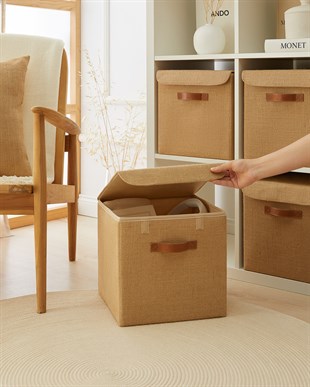 3lü Jüt Kapaklı Kutu Set