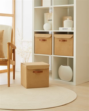 3lü Jüt Kapaklı Kutu Set