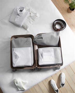 3lü Gri Renk Bavul İçi Düzenleyici Set