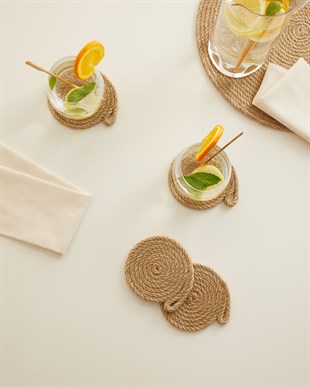 4lü Jüt Halat Bardak Altlığı Ø 10 cm