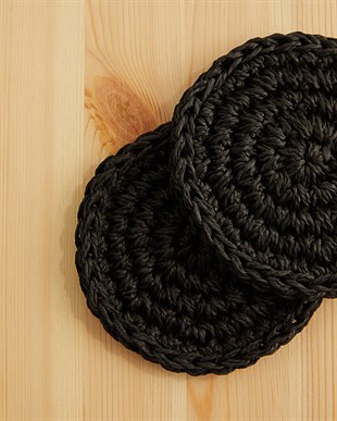 4lü Siyah Renk Rafya Bardak Altlığı Ø 11 cm