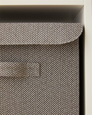 Antrasit Renk Dokulu Kumaş Kapaklı Kutu 30 x 30 x 30 cm