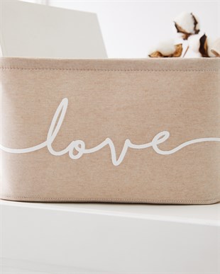 Bej Renk Love Sepet 30 x 21 x 18 cm