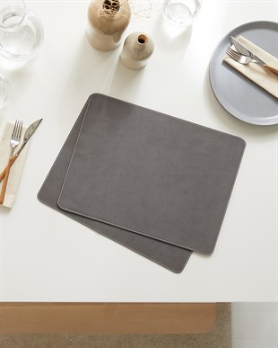2li Gri Renk Deri Amerikan Servis 40 x 30 cm