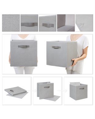 Gri Renk Jüt Kutu 33 x 30 x 33 cm