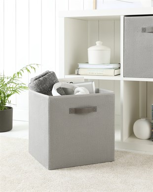Gri Renk Jüt Kutu 33 x 30 x 33 cm