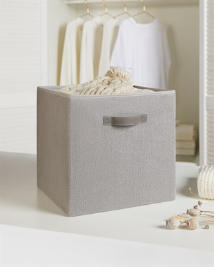 Gri Renk Jüt Kutu 33 x 30 x 33 cm