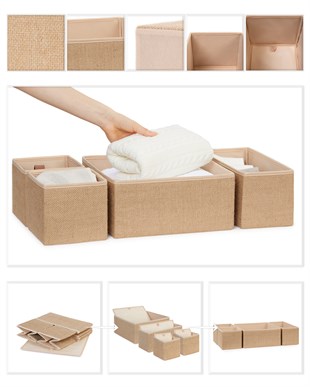 Jüt Çekmece İçi Düzenleyici Kutu 1 Adet 28 x 28 x 13 / 1 Adet 28 x 13 x 13 / 2 Adet 14 x 14 x 13 cm