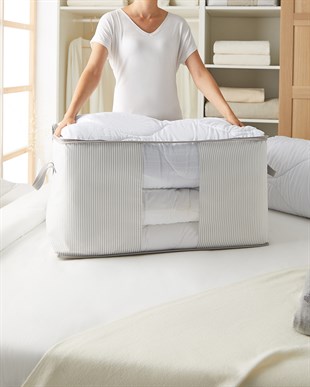 Mega Boy Pvc Pencereli Gri Çizgili Stuff & Things Hurç 75 x 40 x 40 cm