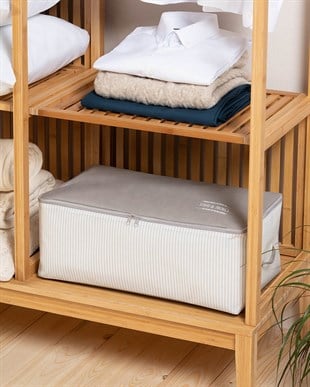 OCEAN HOME Orta Boy Stuff&Things Gri Çizgili Hurç//52x28x21