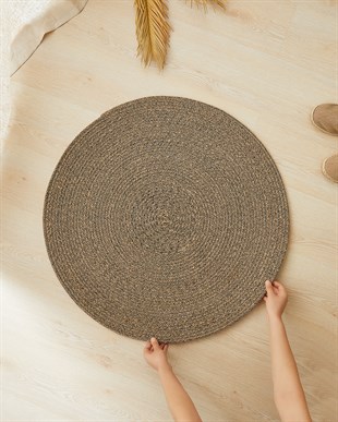 Siyah Kırçıllı Jüt Halı Kilim Ø 80 cm