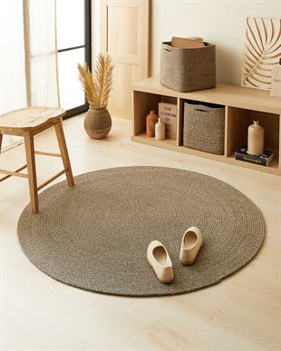 Siyah Kırçıllı Jüt Halı Kilim Ø 120 cm