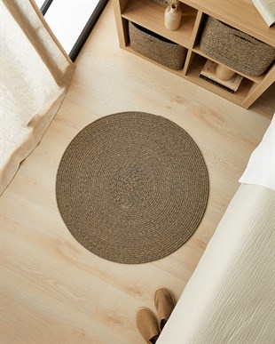 Siyah Kırçıllı Jüt Halı Kilim Ø 80 cm