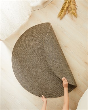 Siyah Kırçıllı Jüt Halı Kilim Ø 120 cm