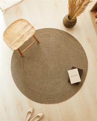 Siyah Kırçıllı Jüt Halı Kilim Ø 120 cm