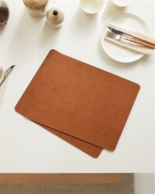 2li Taba Renk Deri Amerikan Servis 40 x 30 cm