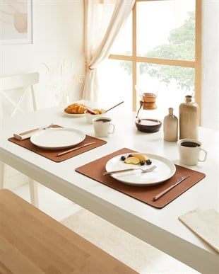 2li Taba Renk Deri Amerikan Servis 40 x 30 cm