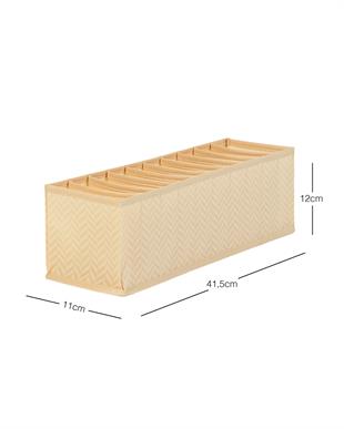 10 Bölmeli Bej Balıksırtı Çekmece Düzenleyici 11 x 41,5 x 12 cm