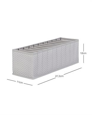 10 Bölmeli Gri Balıksırtı Çekmece Düzenleyici 11 x 41,5 x 12 cm